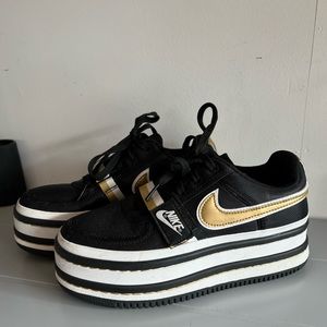 Nike Vandal 2k black and gold platform shoes